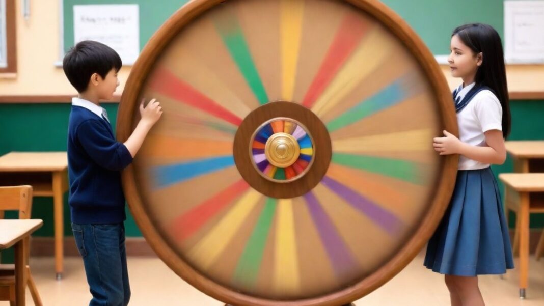 Relationship between school and wheel spinning game